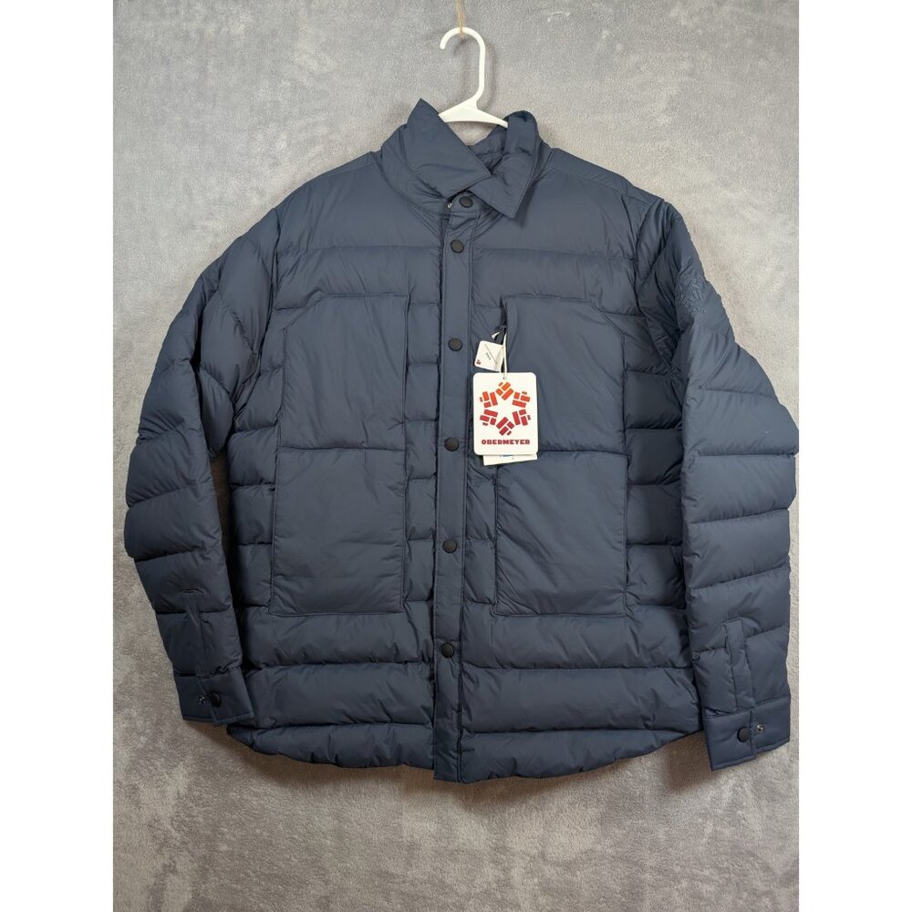 Obermeyer Down Puffer Jacket Mens Size Medium Blue Feather Insulated Ski Winter